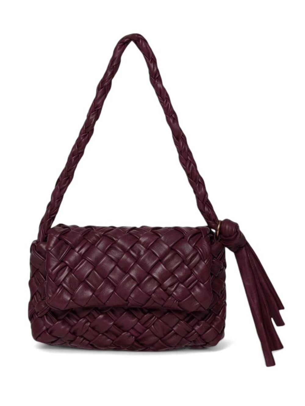WALTER BAKER Halston Woven Genuine Leather Flap Shoulder Bag Black Jam NEW NWT
